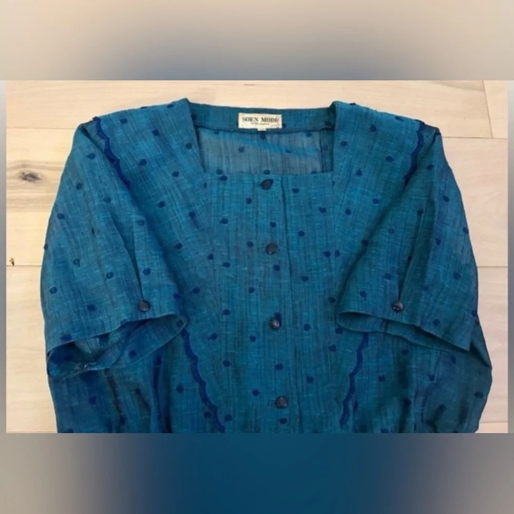HTF Vintage SOEN MODE Japanese Day Dress Size 11 Tea Party Western Prairie - Picture 11 of 13